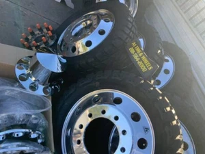 6 New 24" Dually Wheels Classic Alcoa 10 Lug rims w/35" Tires caps adapterss - Picture 1 of 7