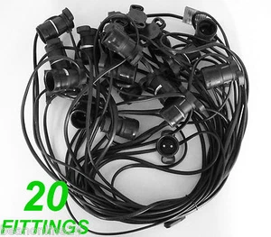 20 Piece Party / Festoon Light Cable String 20 Metres - globes not included. - Picture 1 of 1