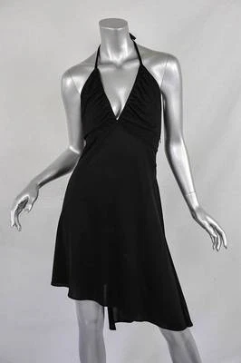 Vestido COSTUME NATIONAL Mujer Negro Halter Cuello en V Espalda Abierta Hasta la Rodilla 40 Foto 1 de 4