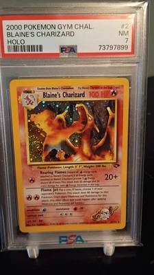 2000 POKEMON GYM CHALLENGE HOLO #2 BLAINE'S CHARIZARD PSA 7 Huge Fire Swirl - Image 1 of 2