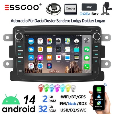 DAB+ Android 14 2+32G Autoradio Carplay GPS NAVI Für Dacia Duster Dokker Sandero - Bild 1 von 4