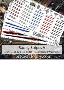 Racing Stripes V - 1:24, 1:18  & 1:64 Scale Waterslide Decals - Picture 1 of 20