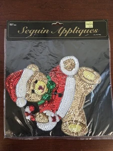 Teddy Bear Sequin/Bead Christmas Applique Ugly Christmas Sweater - Picture 1 of 2