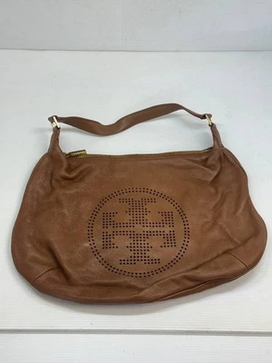 Сумка через плечо Tory Burch с перфорированным логотипом сумка-хобо коричневая кожа большая - Изображение 1 из 4