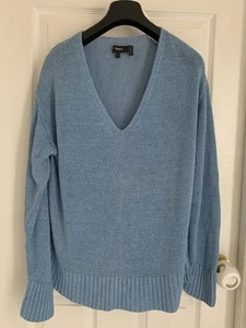 Theory blue linen blend knit sweater pullover L - Picture 1 of 7