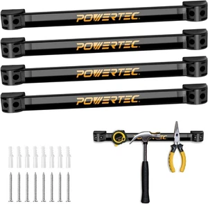 POWERTEC Magnetic Tool Holder Strip 12" 4PK, Metal Magnet Bar Black  - Picture 1 of 7