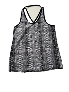 Athleta Tank Top Womens XS Black White Patterned Strappy Racerback Athletic Yoga - Picture 1 of 5