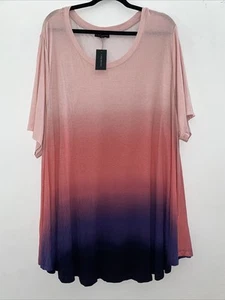 Camisa para mujer Lane Bryant 26/28 Plus Ombre Swing Top púrpura rosa nueva con etiquetas - Imagen 1 de 4