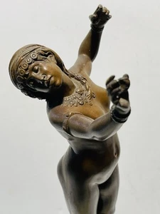 Vintage Art Deco Nude Gypsy Dancer Girl Bronze Figurine Statue Sculpture - Picture 1 of 16