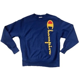 Sudadera Champion tejido inverso para hombre mediana grande con logotipo deletreado M azul - Imagen 1 de 11