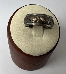 Vintage Estate Sterling Silver Wide Band Flowers Ring SIZE 7 BD28 - Picture 1 of 5