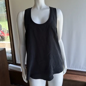 New Joie 100% Silk Black Tank Top Racer Back Cami Relaxed Fit Front Pocket $138 - Picture 1 of 12