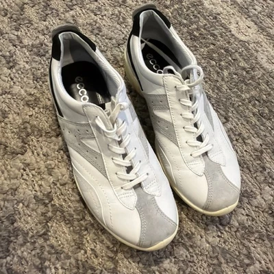 ECCO Casual Bone Gray Beige Blue Suede Leather Trim Sneaker Women's Sz. 8.5 39 - Image 1 of 4