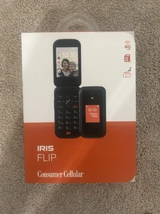 Consumer Cellular IRIS FLIP Phone 8GB  Black 4G LTE 5 (MP) Megapixels New Opened - Picture 1 of 2