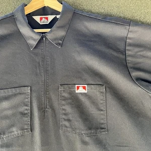 Vintage Ben Davis Shirt Mens 2XL Black Made in USA Short Sleeve Workwear 1/2 Zip - Picture 1 of 9