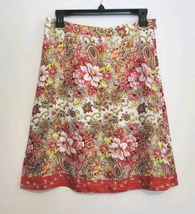Gonna sciarpa vintage vecchia marina stampa floreale 100% seta taglia 1/2/XS rosa rosso Y2K - Foto 1 di 7
