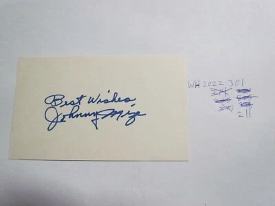 Johnny Mize Signed Index Card JSA Auction Certified  - Image 1 of 3