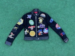 RARE VTG Jeff Hamilton Wool /Leather Sports Patches Jacket Size S - Picture 1 of 16