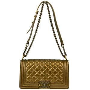 Boy Chanel Bronze Calfskin Medium Chain Shoulder Bag XX91549 - Picture 1 of 10