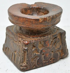 Antique Wooden Agricultural Seed Holder Bijni Original Old Hand Carved - Picture 1 of 9