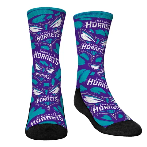 Youth Rock Em Socks Charlotte Hornets Allover Logo & Paint Crew Socks Cover