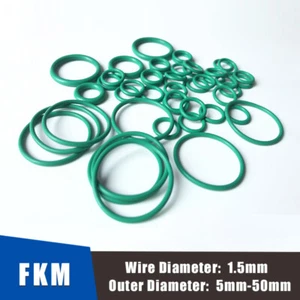 1,5 mm FKM Fluorkautschuk O-Ring Dichtung Dichtung ölbeständig Außendurchmesser 5 mm-50 mm grün - Bild 1 von 12