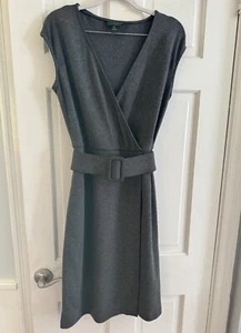 Ralph Lauren Dark Gray Sz 6 Dress Sleeveless Surplice Bust Stretch Timeless - Picture 1 of 7
