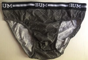BUM Equipment Bikini Brief Vtg Mens Low-rise Large Pattern Circles Dots Black L - Picture 1 of 5