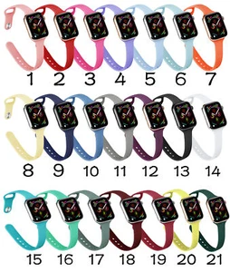 Correa delgada suave de goma de silicona para Apple Watch iWatch Series 7 6 5 4 3 2 1 - Imagen 1 de 70