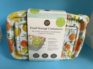 Core Kitchen Flowers Design stackable Food containers 20PC Set - Picture 1 of 9