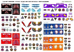 1:12 Scale Decals for "Top Movie" Helmet & Flight Suit Patches - Picture 1 of 1
