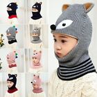 Bear Child Girls Earflap Caps Winter Knit Hat Neck Protect Kids Beanie Hats