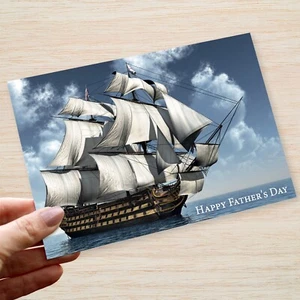 Tarjeta del Día del Padre - HMS Victory Ship - Tema náutico para papá, abuelo, esposo - Imagen 1 de 11