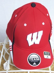Wisconsin Badgers Hat adidas OSFA Fitted & Structured RED Baseball CAP New NWT - Picture 1 of 2