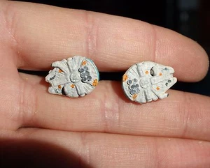 Star Wars Millenium Falcon CUFFLINKS - Handmade Wedding Groom Gift - Picture 1 of 3