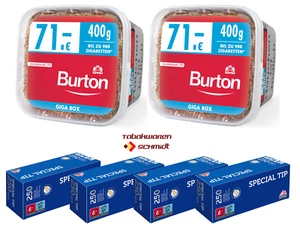 2x Burton Red Volumentabak GIGABOX 400 g mit 1000 Spezial-Tip Hülsen - Bild 1 von 3