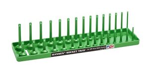 Hansen Global 3/8" Drive Socket Tray Holder Metric MM Standard Deep USA Green