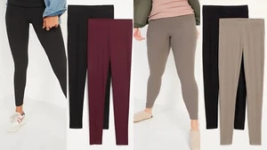 Leggings a vita alta Old Navy a vita alta in maglia a costine pantaloni donna piccoli medi nuovi con etichette - Foto 1 di 25