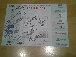 lincoln city v accrington team sheet signed by 18 lincoln players 2021/22 season - Picture 1 of 1