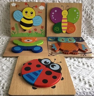 5- Montessori Toys for 3 Year Old Toddler Level 1-2 Jigsaw Wooden Puzzle Toys - Image 1 of 4