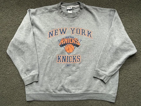 VINTAGE New York Knicks REEBOK XXL Crewneck Sweatshirt 2XL 00’s Gray Cover