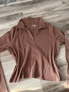 Hollister braunes Langarm geripptes Strick Crop Top - Größe XLarge - Bild 1 von 4