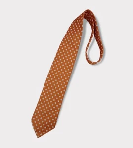 ERMENEGILDO ZEGNA Orange/White Men Floral Silk LUXURY Tie ITALY - Picture 1 of 3