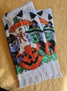 Set asciugamani vintage Halloween strega vampiro jack-o-lantern (2) 22" - Foto 1 di 8