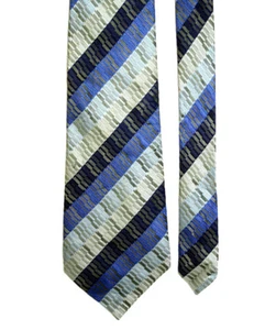 Corbata Van Heusen para hombre azul gris verde rayas en ángulo resistente a las manchas 59" x 4" - Imagen 1 de 3