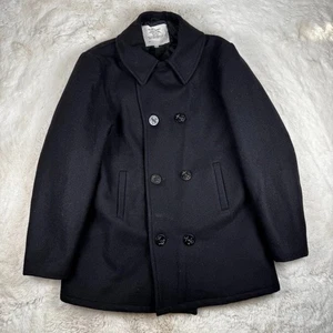 US Navy Herren Wolle Erbse Mantel MP72132 schwarz groß lang Made in USA Militär gesteppt - Bild 1 von 8