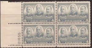 US Stamp 1937 4c Navy Plate Block of 4 Stamps NH Scott #793 - Picture 1 of 1
