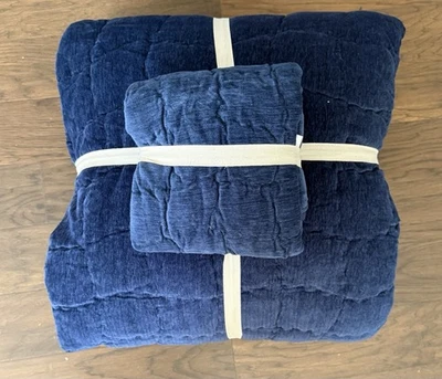 Pottery Barn Cozy Cloud Handcrafted Quilt King/ CK Midnight w Kg Sham New! Read - Image 1 of 4