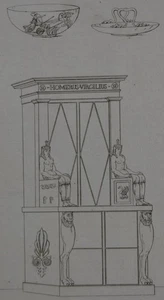 Ancient Greek Furniture Art Engraving Antique 1820's Original History Art - Picture 1 of 5