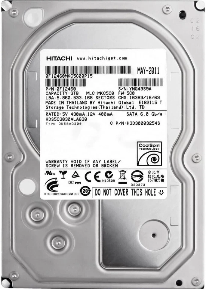 Hitachi Ultrastar 3.5" 5K3000 3TB SATA HDD Festplatte - Bild 1 von 1